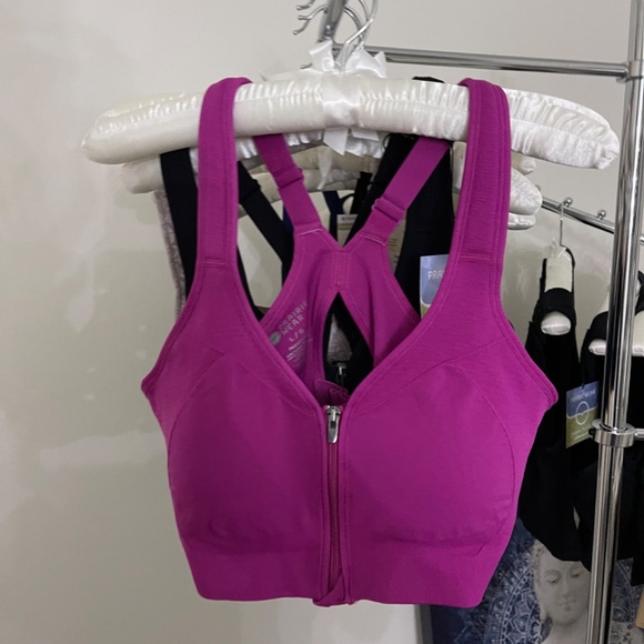 Prairie Wear HUGGER LUMA Women XL 42-44 Pink Nylon Stretch Compression Zip Bra - Picture 3 of 12